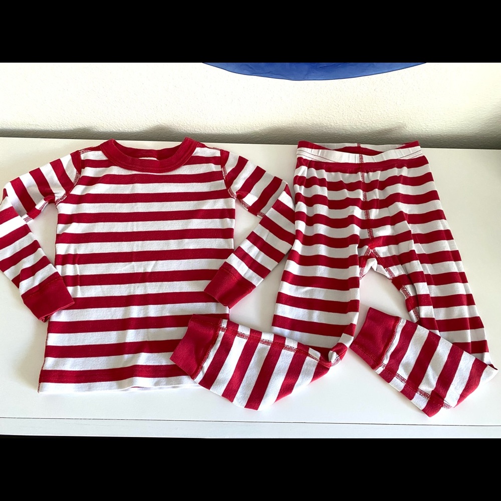 Hanna Andersson Red Striped long John pajamas 4T